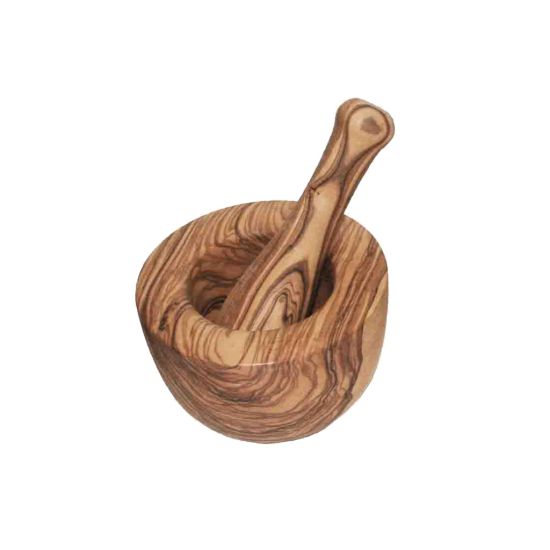 MORTAR & PESTLE 12CM FLAT OLIVEWOOD CC 07030