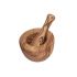 MORTAR & PESTLE 12CM FLAT OLIVEWOOD