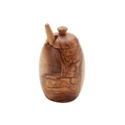 12CM HONEY POT W/SPOON 11CM OLIVEWOOD 12CM HONEY POT W/SPOON 11CM OLIVEWOOD