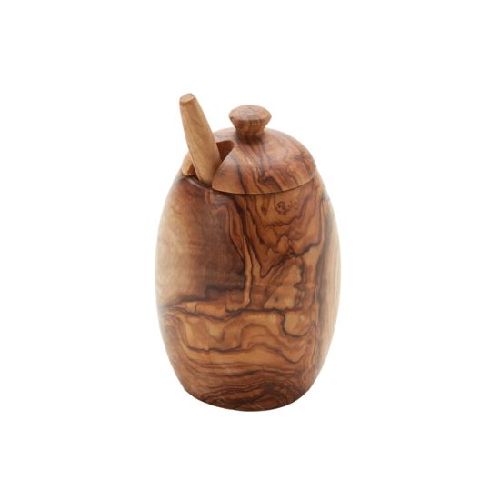 12CM HONEY POT W/SPOON 11CM OLIVEWOOD CC 07106