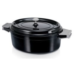 OVAL CASSEROLE & LID 31CM/6.3L BLACK