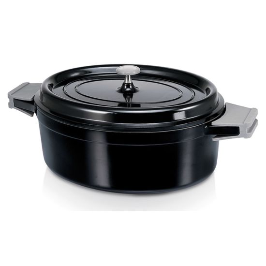 OVAL CASSEROLE & LID 31CM/6.3L BLACK CC 213391314