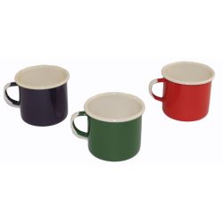 Set of 3 Emalia 7cm Enamel Mug Red/Green/Aubergine Set of 3 Emalia 7cm Enamel Mug Red/Green/Aubergine