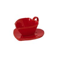 **CUP & SAUCER ROSSO LASTRA HEART