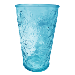 300ML GLASS FLORA BLUE HT13CM/D8CM 300ML GLASS FLORA BLUE HT13CM/D8CM