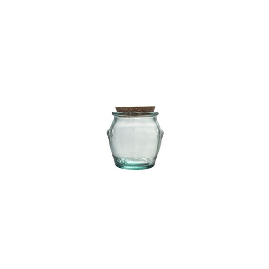 0.9L ROUND JAR W/CORK STOPPER H13CM Pack Of 2 CC 645083