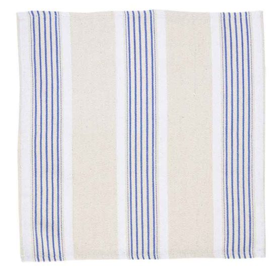 SET 4 NAPKINS BLUE/CREAM STRIPE 57X57CM CC 810005