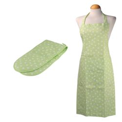 Cest Ca 100% Cotton Hannah Apron and Double Oven Glove Set