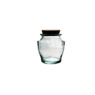 0.5L ROUND JAR W/CORK STOPPER H12CM
